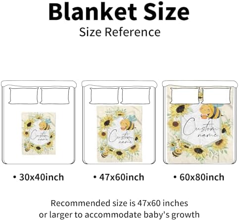 Personalized Baby Blanket with Yellow Bee Design