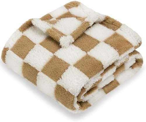 HOMRITAR Fluffy Reversible Checkerboard Blanket for Babies