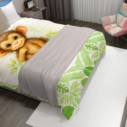 Zocoshi Personalized Baby Blanket with Name Jungle Monkey Throw for Boys Girls