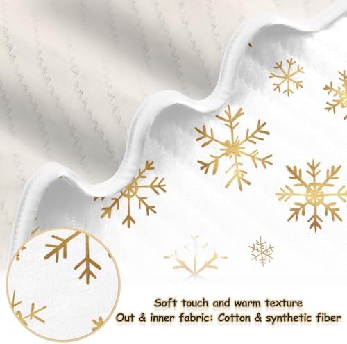KJIZMO Gold Snowflake Baby Blanket 30x40 1