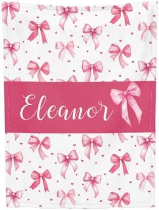Personalized Bow Baby Blanket With Name