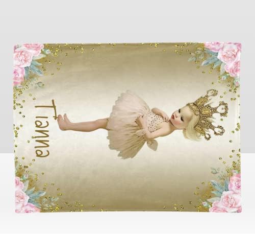 Personalized Golden Hat Girl Baby Blanket with Name