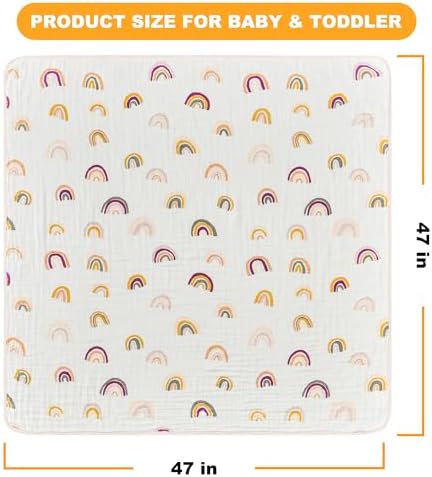 ZPECC 47x47 Muslin Blanket for Baby 8-Layer Organic Cotton Hypoallergenic