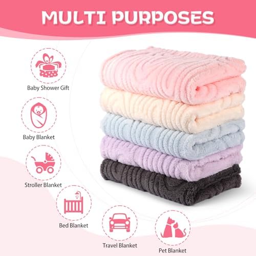 Baby Blanket - Ultra Soft Checkered Gift Box with Rainbow Pattern 30x40 Inches Beige