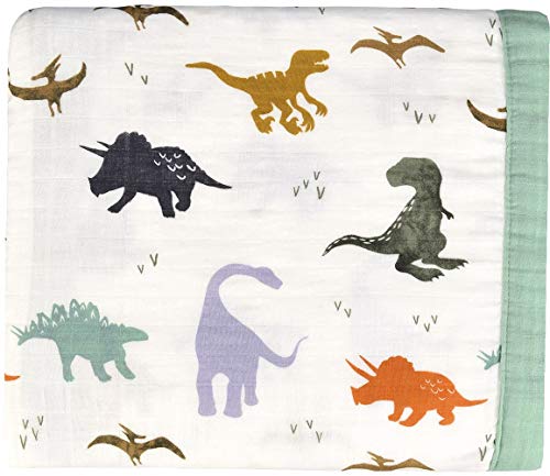 Little Jump Dinosaur Muslin Blanket - Soft Breathable and Cozy for Babies