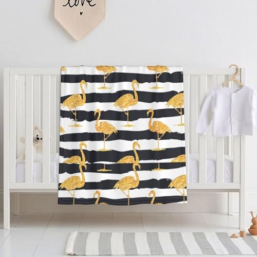 Salelf Gold Flamingo Baby Blanket 30x40 Inch