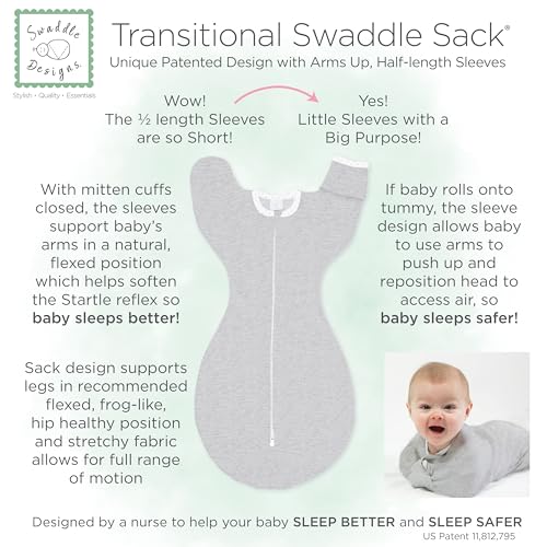 SwaddleDesigns Transitional Swaddle Sack 0-3 Months Heathered Oatmeal