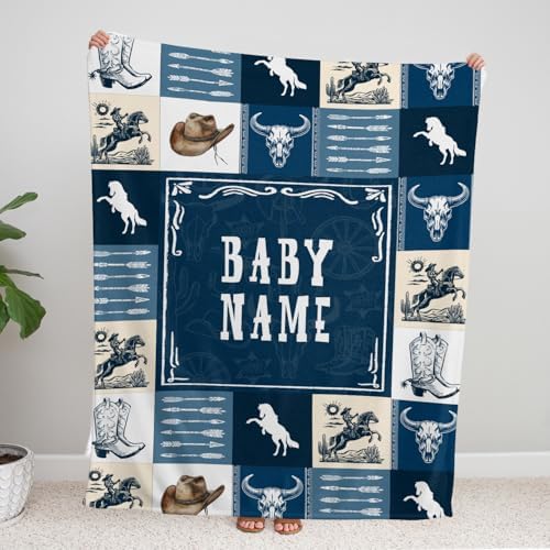 Personalized Western Baby Blanket for Boys Custom Name Cozy Family Gift