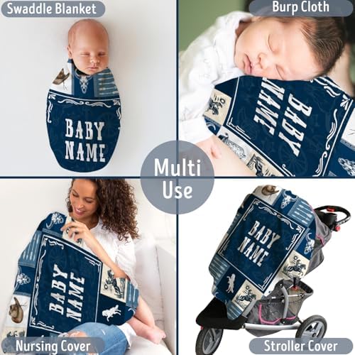 Personalized Western Baby Blanket for Boys Custom Name Cozy Family Gift
