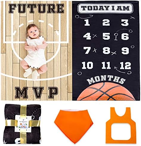 SUKOON Basketball Theme Monthly Milestone Blanket for Baby