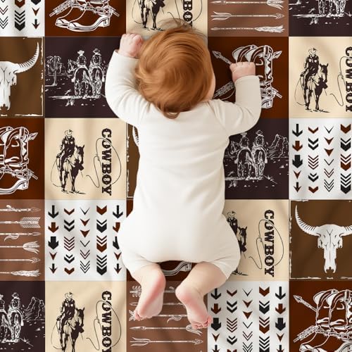 Western Baby Blanket for Boys Girls Soft Minky Bed Blanket