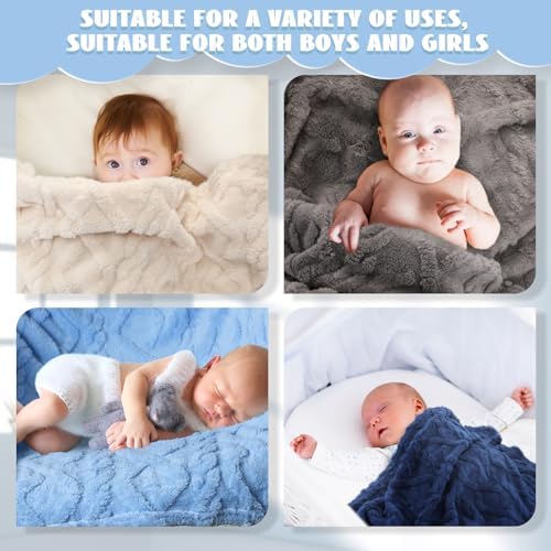 VitalCozy 4 Pcs 30x40 Baby Blanket Set with 3D Fluffy Texture
