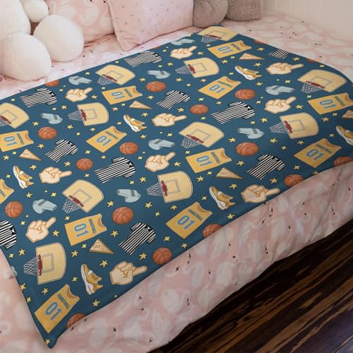 Ultra Soft Flannel Basketball Blanket for Kids and Babies