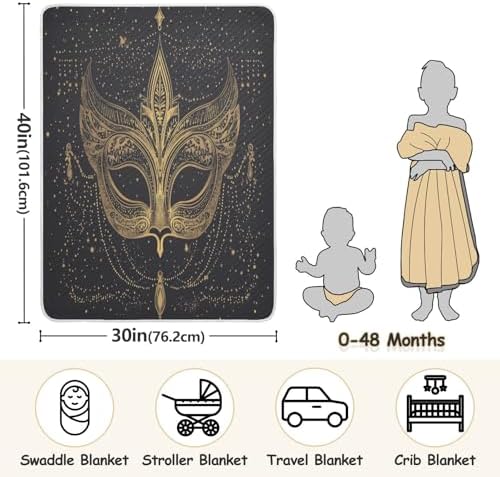Burbuja Mardi Gras Retro Mask Baby Blanket Soft Warm Cozy 30x40