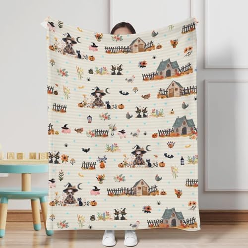 Hwmmbh Fall Farm Witch Cats Baby Blanket 1