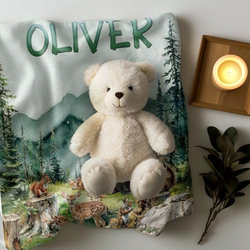 Zocoshi Personalized Mountain Forest Baby Blanket with Custom Name