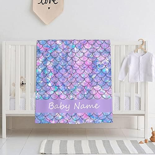 KILOWR Personalized Mermaid Scales Baby Blanket for Girls