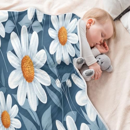 Soft Baby Blanket for Boys Girls 30x40 Inch Blue-White