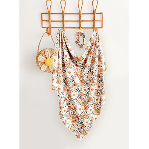 Konssy Baby Girl Swaddle Blanket with Headband Set