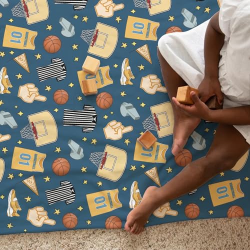 Ultra Soft Flannel Basketball Blanket for Kids and Babies