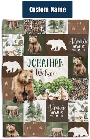 Personalized Woodland Baby Blanket with Custom Name 1