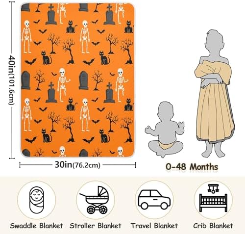 Burbuja Halloween Skeleton Baby Blanket for Boys Girls