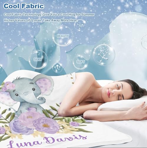 Deven Purple Elephant Cooling Blanket for Toddler