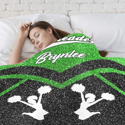 Custom Cheer Green Baby Blanket with Name for Newborn