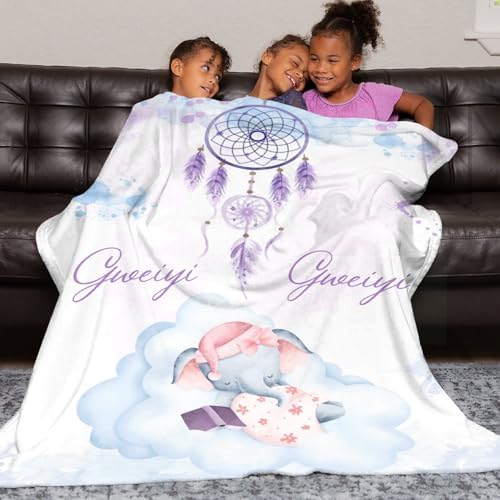 Personalized Baby Elephant Blanket 40x50 Inches for Boys Girls