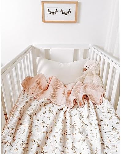 Konssy Muslin Blanket 40x36 Inch Floral Baby Blanket