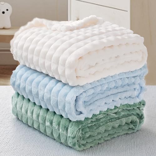 Yameishy Fleece Baby Blanket - 30x40 Inch Ultra Soft 3D Grid Design
