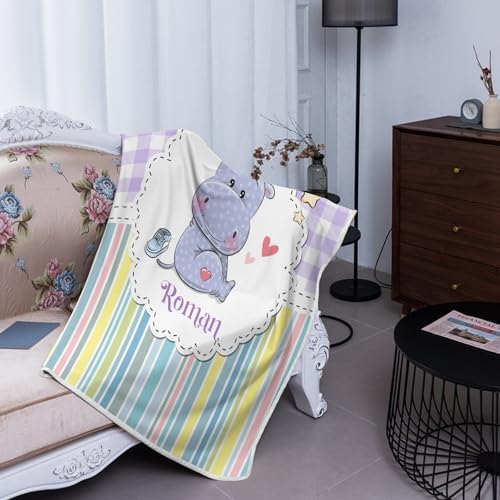 Deven Cute Hippo Purple Cooling Blanket for Toddler 1