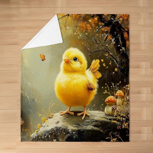 jejeloiu Cute Cartoon Chicken Fleece Throw Blanket 90x90