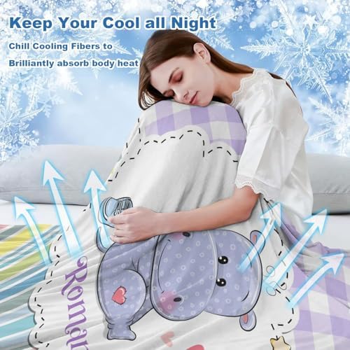 Deven Cute Hippo Purple Cooling Blanket for Toddler 1