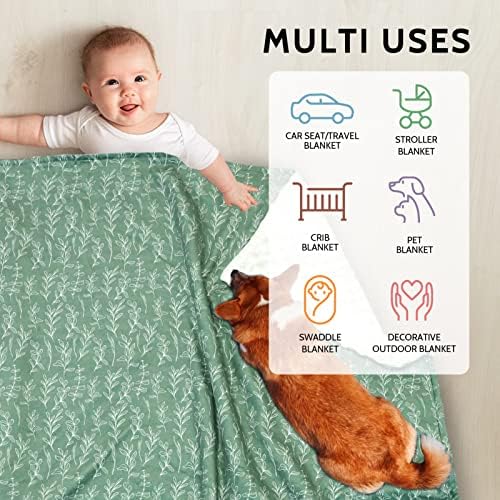 HNHUAMING Green Sage Baby Blanket 30x40 Inch