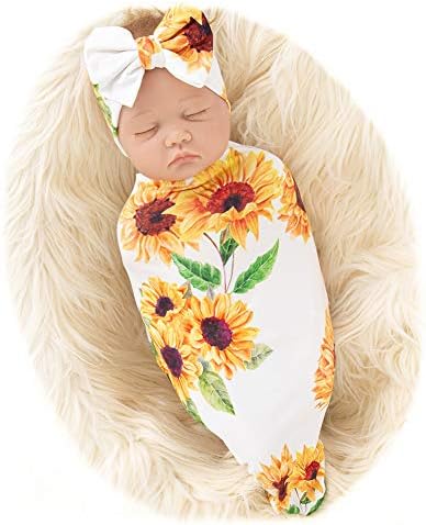 Galabloomer Sunflower Baby Swaddle Headband Set
