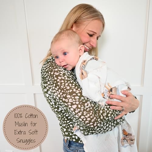 LollyBanks Muslin Swaddle Blanket with Noahs Ark Print