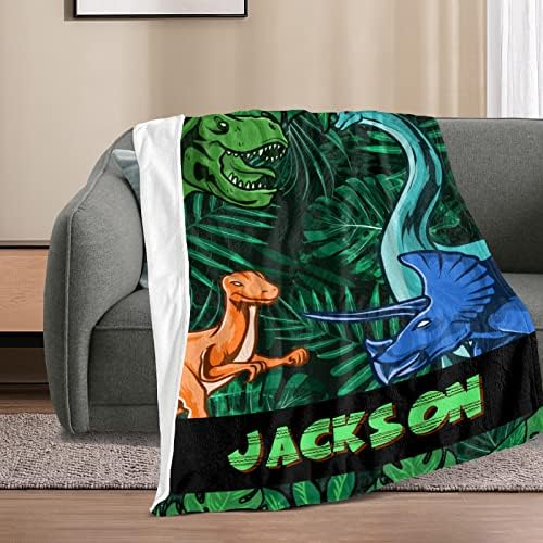 Personalized Dinosaur Name Fleece Blanket for Kids