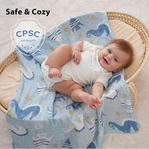 Yoofoss Muslin Swaddle Blankets 4-Pack Neutral Wrap