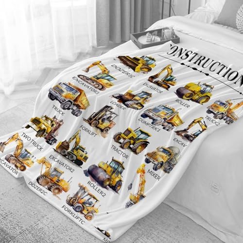 Truck Construction Equipment Flannel Blanket for Kids