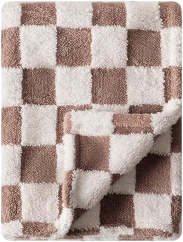 FIGEPO Ultra Soft Fuzzy Baby Bed Blanket 30x40 Reversible with 3D Chessboard Design