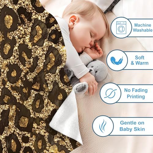 Hyturtle Personalized Leopard Baby Blanket - Cozy Cheetah Print Swaddle for Newborns