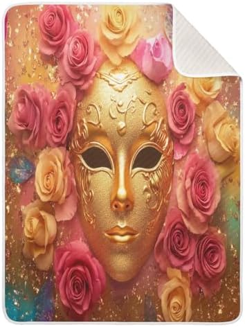 Burbuja Mardi Gras Golden Mask Baby Blanket 30x40