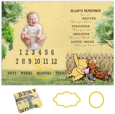 Winnie Baby Milestone Blanket Set with Photo Frames