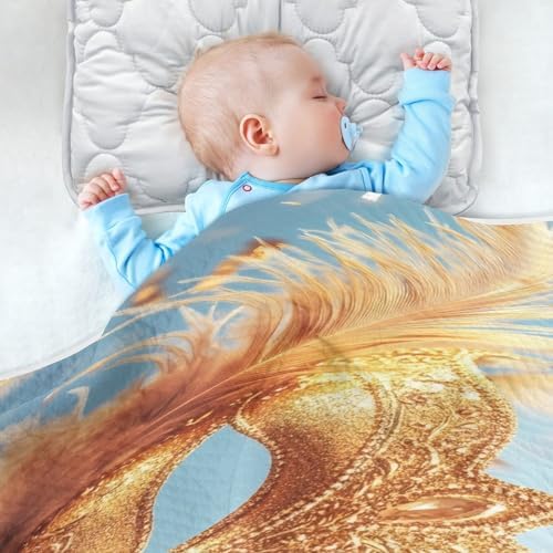 Burbuja Mardi Gras Gold Mask Baby Blanket for Boys Girls