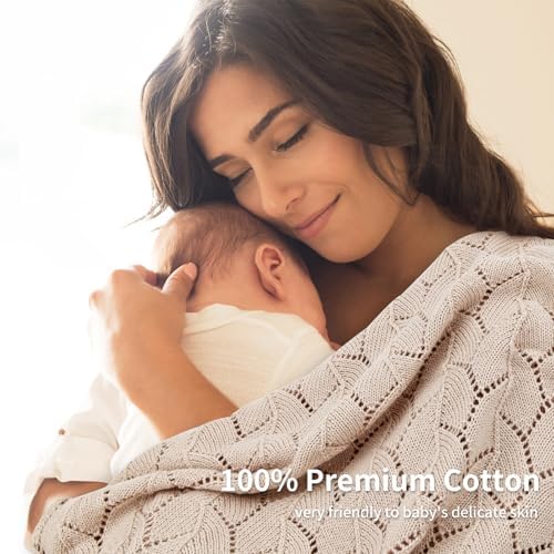 Loyfoky Baby Blanket 100 Cotton Soft Breathable Beige 30x40