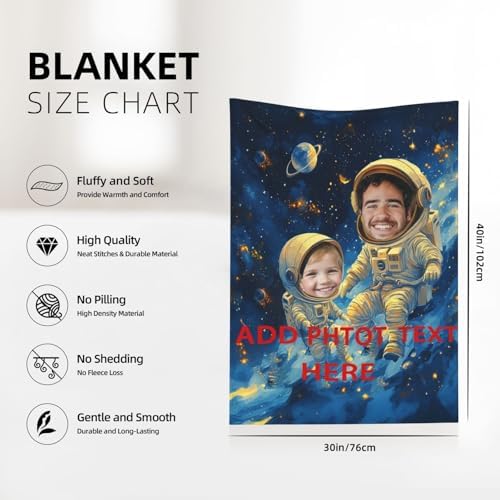 Custom Astronaut Blanket for Baby Boy with Name Photo
