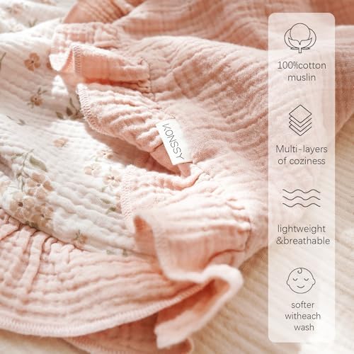 Konssy Flounce Muslin Baby Blanket - Blossom Design 1