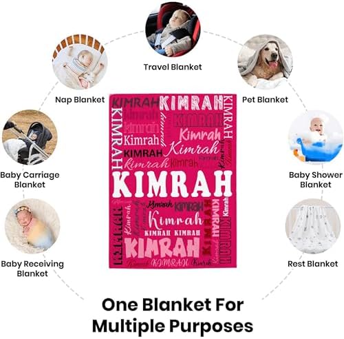 Personalized Pink Fleece Throw Blanket for Kids