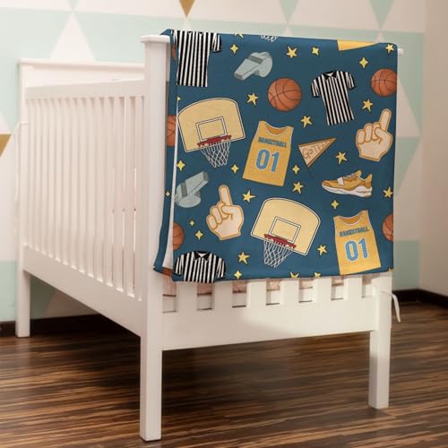 Ultra Soft Flannel Basketball Blanket for Kids and Babies